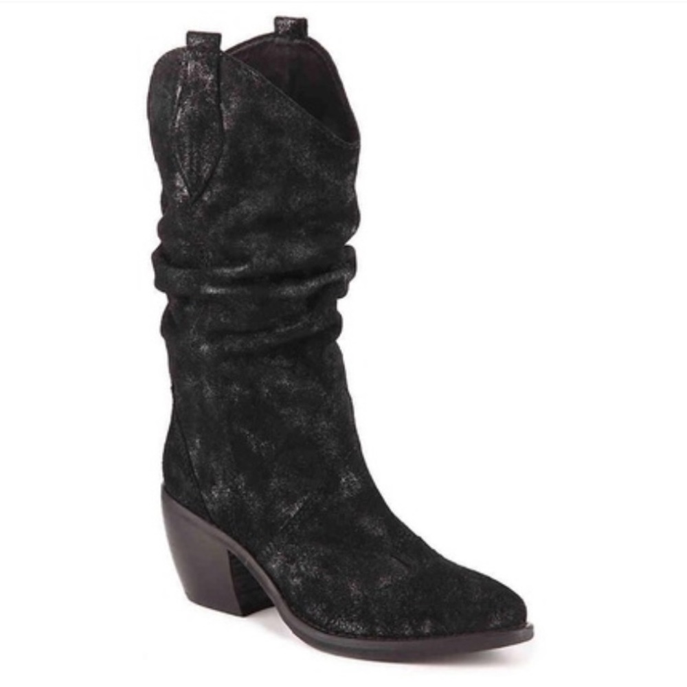 Vaneli Catkin Western Heeled Pull on slouch boot Black/silver